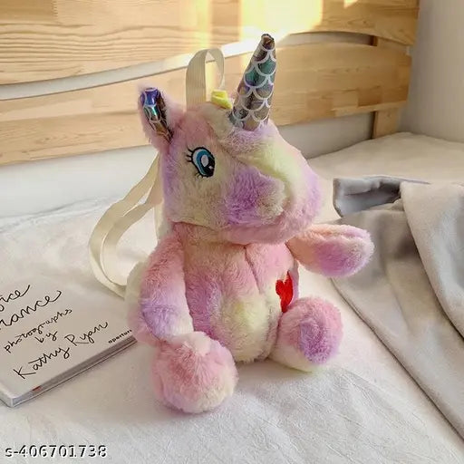 CUTE KIDS UNICORN PLUSH STUFFED BAGPACK FANCY BACKPACK FOR GIRLS (PACK OF 1)