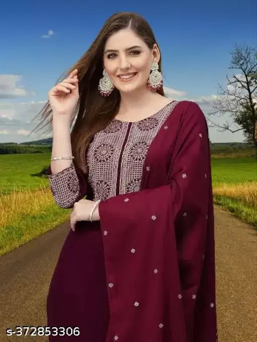 Cotton Abhisarika Superior Women's Kurta Set with Dupatta & Bottomwear, three-quarter sleeves, printed pattern, S-XXXL sizes available