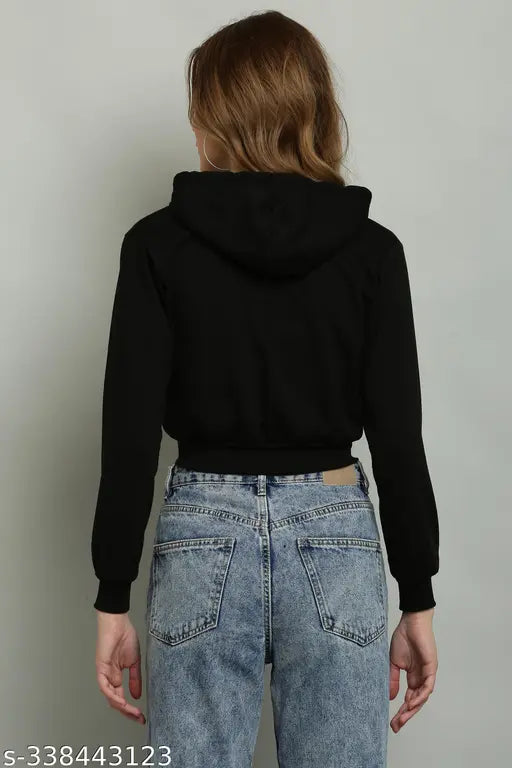 Stylish fleece winter jacket, solid color, long sleeves, size S (34in bust, 16in length)