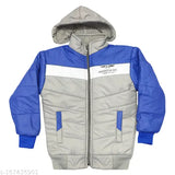 Grey polyster trandy jacket for boys, zip closure, pack of 1