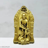 Golden antique finish Saibaba polyresin idol statue (8x4x14cm), exquisite Indian spiritual home decor