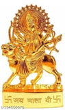 Gold-plated Durga idol, intricately detailed Indian god sculpture