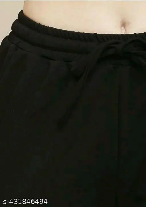 Black elastic waistband women's cargo pants, large side pocket