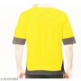Solid cotton blend three-quarter sleeve men's t-shirt, trendy casual round neck in Indian style