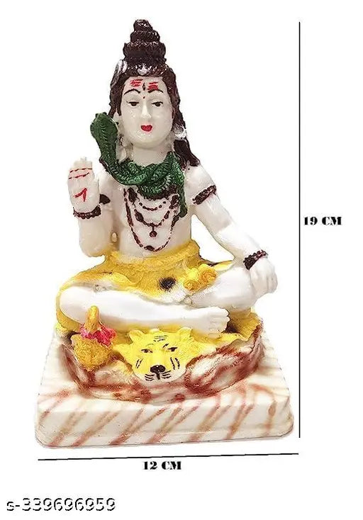 Marble Look Shiv Ji Mahadev Murti Statue for home decor, temple or office - Detailed showpiece sculpture, Indian origin