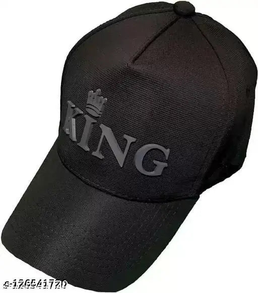 Adjustable cotton baseball cap with King pattern, suitable for both men and women, on a model's head