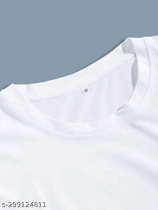 On-trend white Demon Slayer printed polyester unisex/women's round neck half sleeve casual wear t-shirt with short sleeves, suitable for S-L sizes