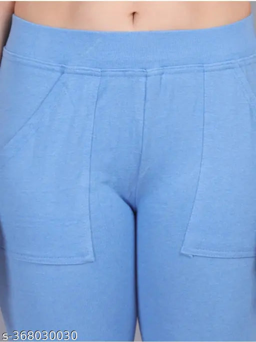 Denim Blue Lycra women's jeggings pack of 3 - Trendy high waist, stretchable, ankle length workout pants for women in sizes 28, 30, 32, M, L, XL, XXL. Made in India