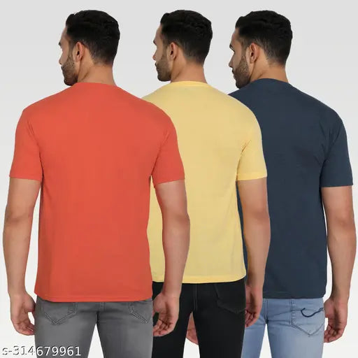 Red cotton blend short-sleeved typography round t-shirts pack 3 for men - Zeffit collection
