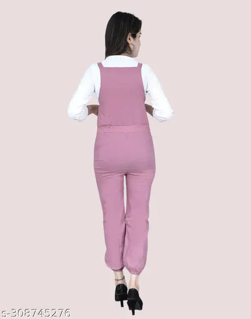Women's cotton blend dungarees with printed net pattern, three-quarter sleeves, and included free jumpsuit. Girls dangri style, available in multiple sizes from M to Free Size. India origin