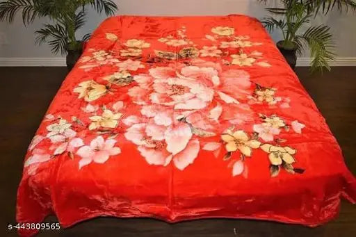 Soft microfiber multicolor floral print double bed blanket, vibrant colors may vary from photo