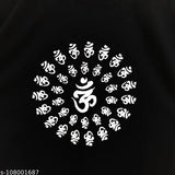 Glowing cotton T-shirt with printed Om symbol, neon green glow-in-the-dark design, short sleeves, size M (Chest 38in, Length 29.5in) - Made in India