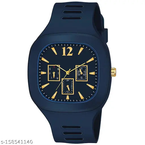 Square multi-color dial silicone strap ADDI stylish rubber analog watch for men, boys