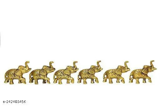 Chandra Art Collection metal small elephants 06pcs gold decorative showpiece office 65cm ome