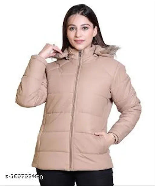 Nylon solid full sleeve women's jacket, long length, Indian origin