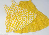 Yellow cotton Sanganeri Kantha print Haldi ceremony kurti & Sharara set for kids, vibrant anarkali top and flared bottom with intricate floral patterns