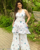 Fancy Georgette top & Sharara set, new stylish Indian design for partywear