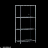 Modern metal shelf with three tiers and white backsplash
