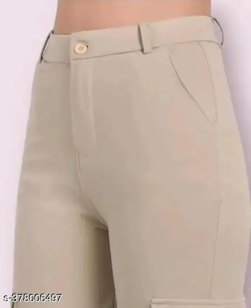 Women's solid bell boutma trouser paints, cotton lycra, size options available: 26, 28, 30, 32, 34, 36, 38, 40 (India-made)