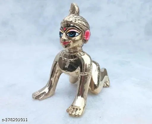 Brass Radha Rani idol, traditional Indian God figure, approximately 130 grams