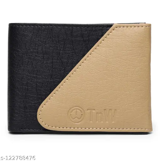 Indian-made faux leather men's wallet, 2 compartments, printed net pattern, free size (10cm x 9cm)