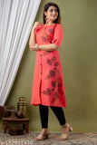 Designer slub cotton printed half-sleeve Anarkali Kurti for women & girls - Indian festive wear, ideal for parties and events