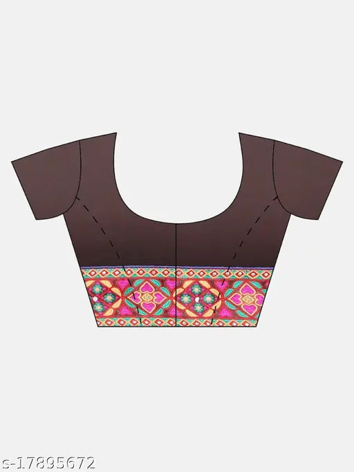A Serona Fabrics exclusive women's party wear saree with intricate Kutchi embroidery and Georgette fabric