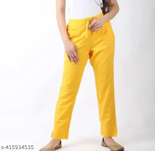 Yellow women's trousers, high waist