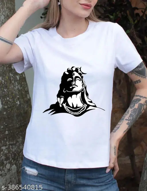 White poly cotton Flamingo printed t-shirt with short sleeves, premium soft fabric for easy wear, made in India