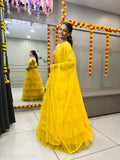 Art silk ruffle lehenga and net dupatta set, semi-stitched from India