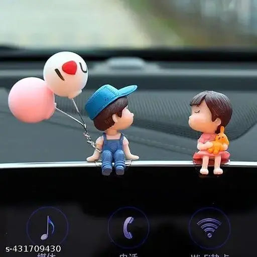 Indian-made cute cartoon couples action figure figurines, colorful balloon ornament for car dashboard toys