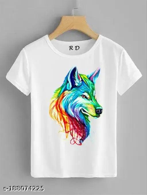 Cool and quirky round neck mens t-shirt, printed polyester fabric on display stand