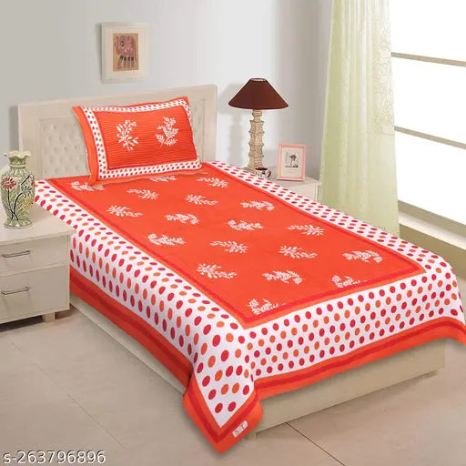 Single Bed Cotton Bedsheet with 1 Pillow Cover