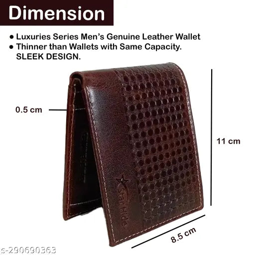 Solid leather men's wallet, high-quality Genuine Leather wallet with 6 card slots, coin pocket, currency compartments, and compact design for everyday use