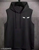 Solid polyester gym vest, short sleeves, perfect for workout sessions. [Solid Polyester Gym Vest - Short Sleeves]