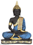Blue-black poly resin Buddha statue decorative showpiece, 10cmx24cmx16cm, symbolizing peace & tranquility