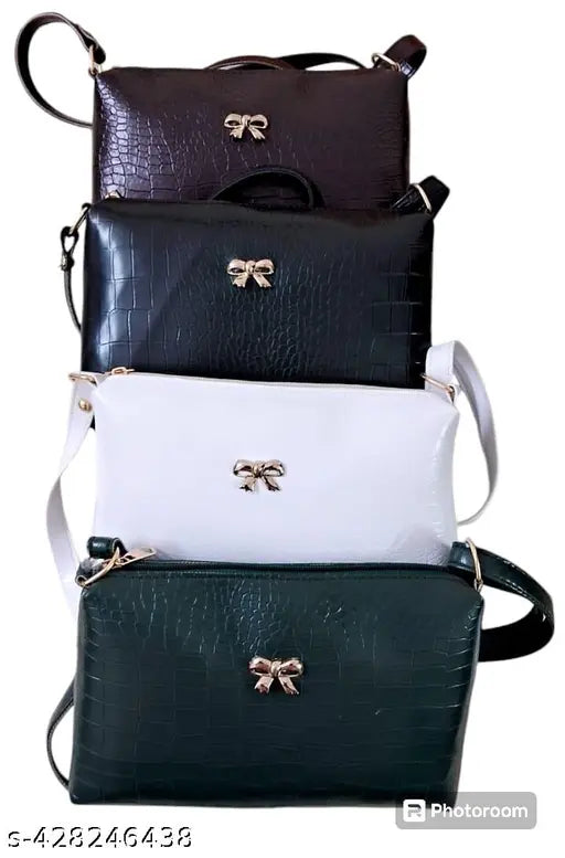 Brown faux leather/leatherette Akshita Creation handbag for women and girls, featuring one compartment and adjustable crossbody strap. Women's designer bag ideal for travel or as a gift. Made in India