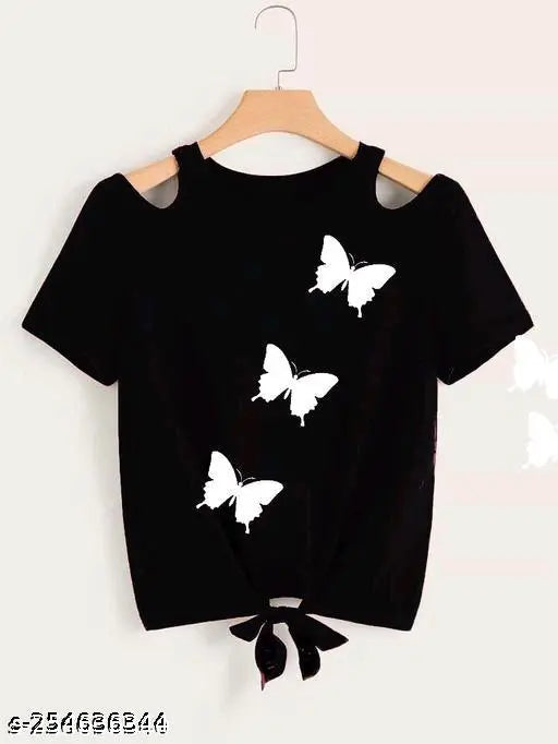 Cotton blend printed Delhi Fashion Hub t-shirt for women, premium quality product on display