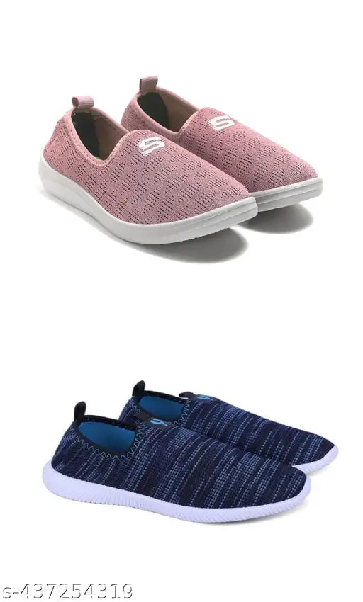 Pink mesh material, two-tone design, flat sole, casual style