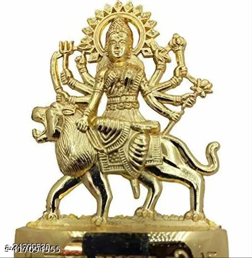 Metal Idol of MATA Sherawali Maa Durga on lion, offering blessings for health, wealth, and height (11cm)