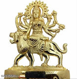 Metal Idol of MATA Sherawali Maa Durga on lion, offering blessings for health, wealth, and height (11cm)