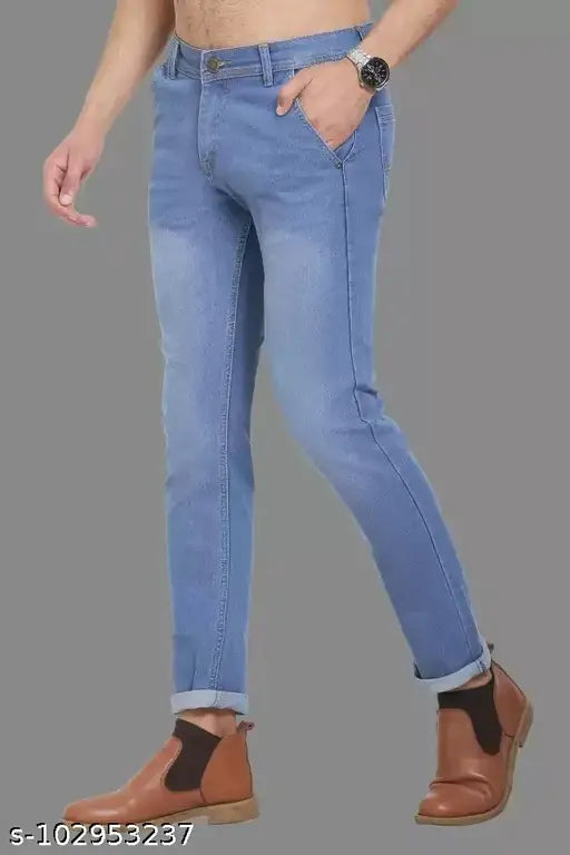 Light blue denim Sobbers slim men's jeans, dyed/washed, size 30 (waist 30, length 41), made in India