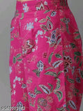 Pink rayon kurta and patiyla plazzo set with three-quarter sleeves, printed net pattern. Indian women's fashion set featuring kurta and pants. Single size available in various measurements