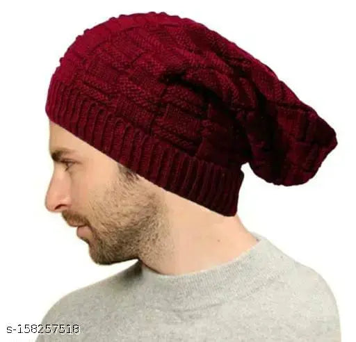 Woolen Beanie cap, trendy and comfortable, with fur lining, fits both men's and women's, India origin