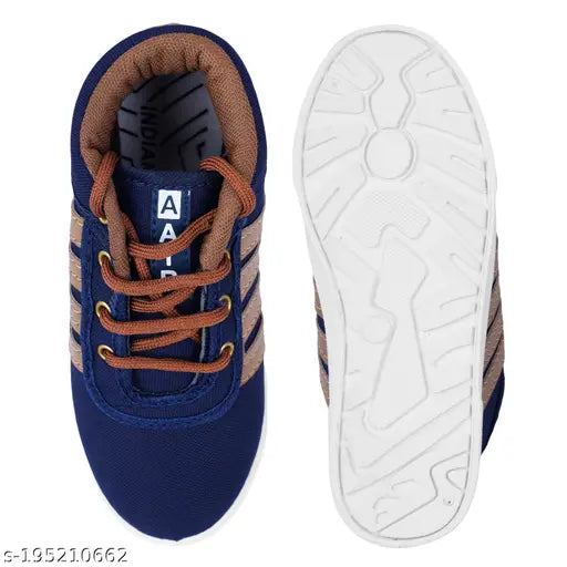 Blue and brown casual kids shoes