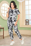 Multicolor printed night suit for women and girls, featuring polycotton top and bottom with short sleeves. Comfortable, cozy, and elegant nightwear in various sizes from XS to XXXL