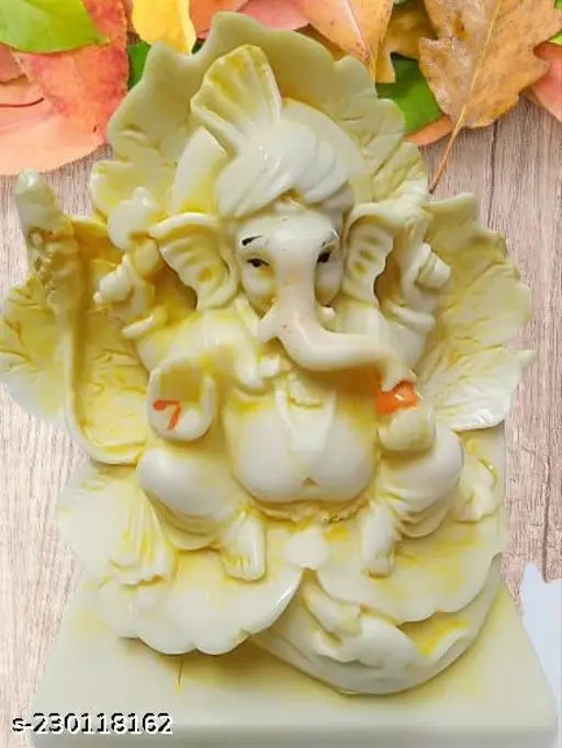 Multicolor polyresin Ganesh idol, 13cm tall for spiritual figurine and home decor with Vastu benefits