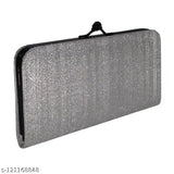 Glittery gray clutch purse with flap closure