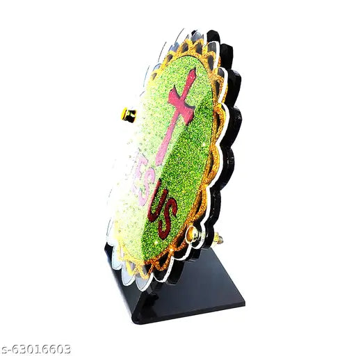 Sparkling acrylic Jesus car dashboard idol for positive vibes, made in India