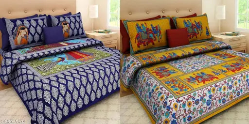 Double size cotton comforter set with matching pillowcases, in a variety of color and pattern options